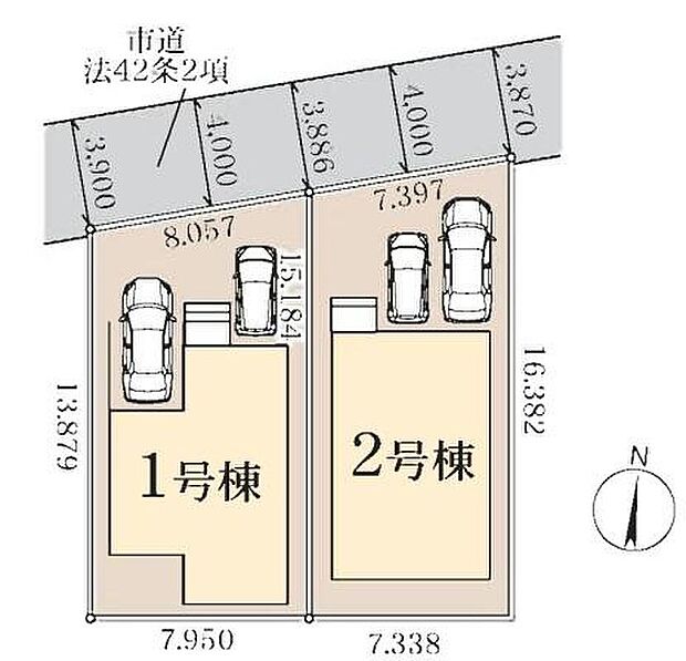 ≪全体区画図≫
車種により、カースペース2台分ございますので、家族分の自転車を駐輪したり、来客用の駐車スペースとしてもお使いいただけます♪