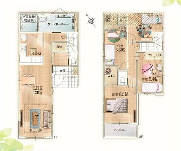 (1号棟)、価格5298万円、4LDK、土地面積100.6m2、建物面積105.91m2