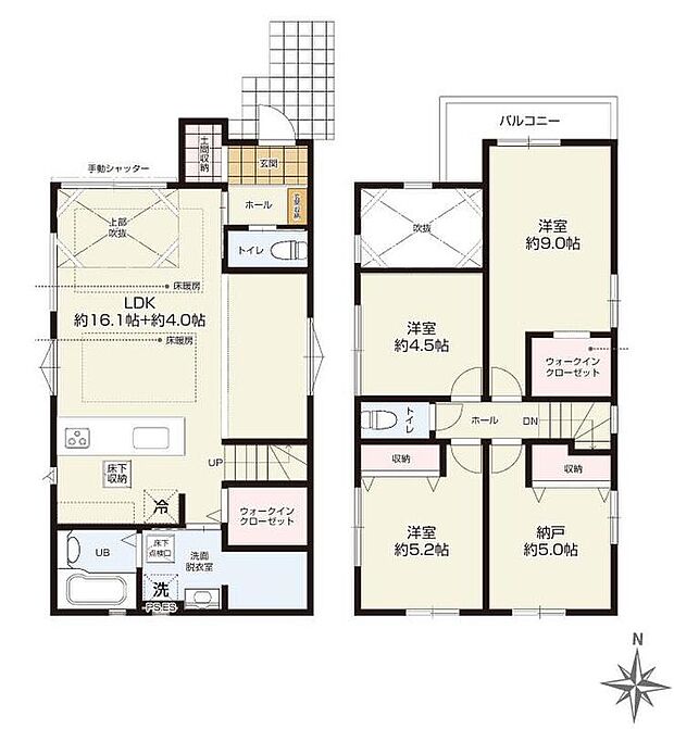 (1号棟)、価格4,998万円、4LDK、土地面積105.45m2、建物面積99.78m2