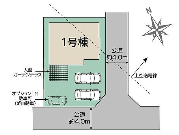 ≪区画図≫
◎カースペース並列で2台可能♪（車種による）
◎お子様やペットものびのび過ごせるお庭付き♪