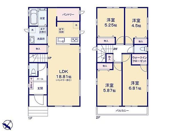 【4LDK】◇家族のコミュニケーションを重視した対面式キッチン・リビングイン階段プラン♪
◇2階に4部屋をまとめることで、ご家族それぞれのプライベート空間も保てますね♪
◇家事効率の良い、水回り集中プラン♪