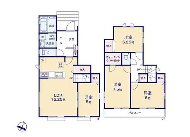 【4LDK】対面キッチン＆リビング階段を採用したご家族の会話が自然に生まれる設計のLDK☆
全居室収納完備＋主寝室には大容量ウォークインクローゼット完備でいつでもお部屋スッキリ♪