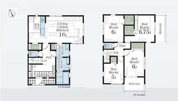 【4LDK】キッチン横には、食品ストックに便利なキッチンパントリー完備♪
ランドリールーム付きで、雨の日や花粉の時期の洗濯物干しにも◎♪
WICを2部屋に完備しており、居住空間スッキリ!