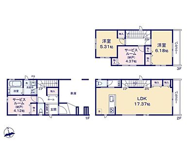 全居室南西向きの明るいお住まいです☆オールフローリングでお手入れ・お掃除ラクラク♪1階ホールやリビングにも収納を完備し、綺麗な空間を保てます！ 