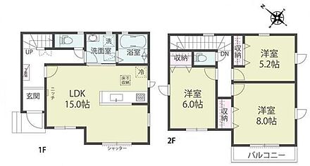 ●効率的でストレスのない家事動線。水回りが集中しており、移動がスムーズ♪●広々15帖のLDK！対面キッチンからはLDK全体を見渡せます♪●各居室にはそれぞれ収納完備で嬉しいですね♪ 