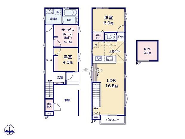 【2LDK+S】1号棟  
