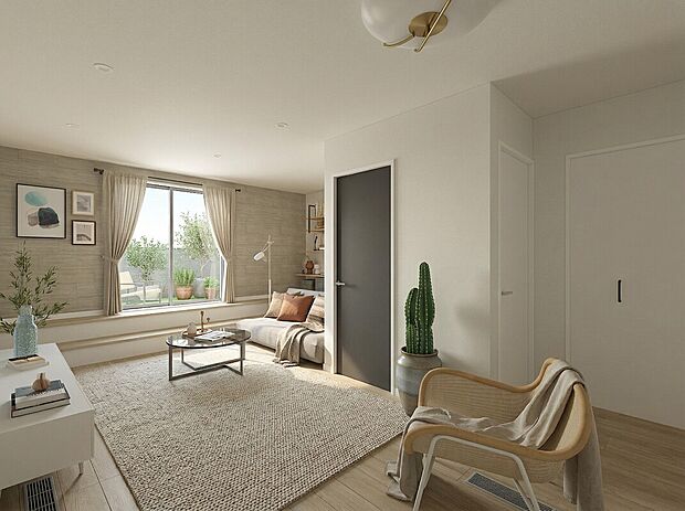 【スイートルーム※イメージパース［B棟］】11.5帖のスイートルームは、家族構成や用途に合わせて間仕切りができ、もう一部屋をつくれる、ゆとりと柔軟性を兼ね備えた空間です。