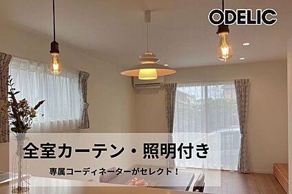 全室カーテン・照明付き