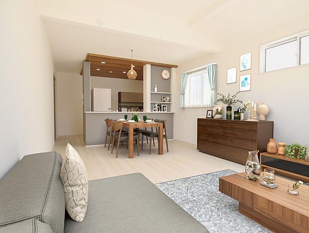 【1号棟】LDK※ 家具等をCGで加工しています。家具付販売ではございません。