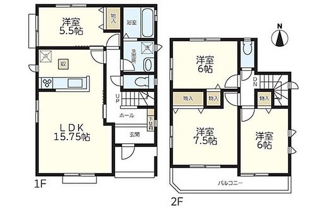 A号棟 間取図
価格: 2990万円 間取り: 4LDK 土地面積: 134.13m2 建物面積: 95.74m2