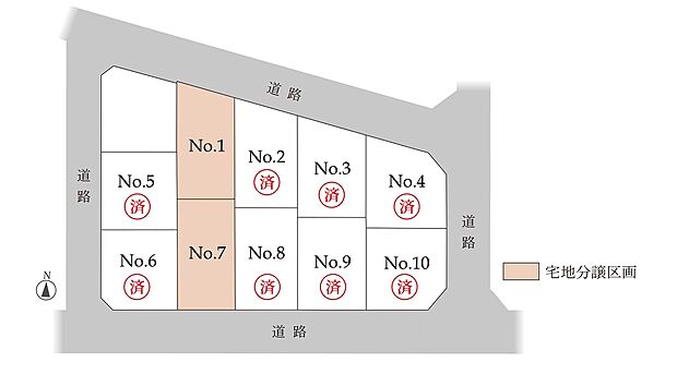 全10区画の分譲地　NO.1、NO.7販売中