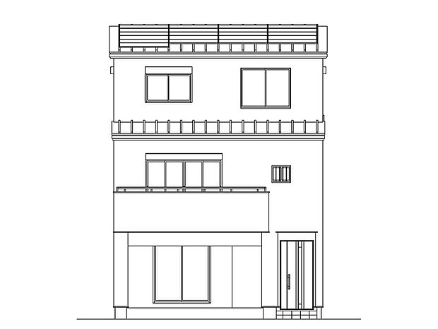 2号地 立面図 建築中です。