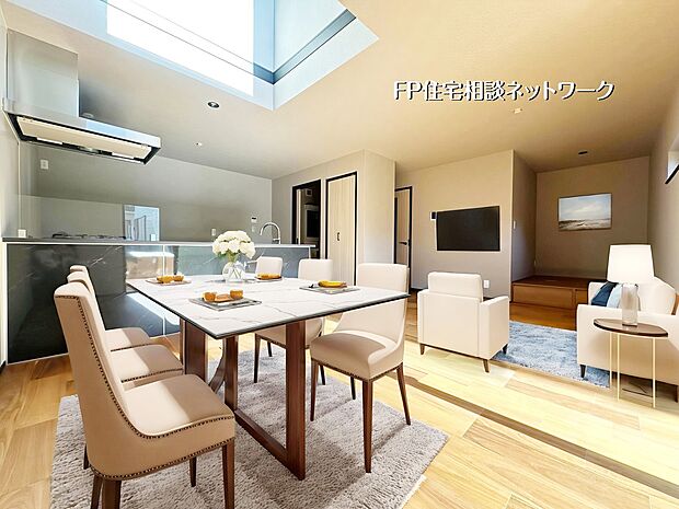 【リビング】 本画像はAIがCGで家具を作成しており、実際の現地に家具は設置されておりません。また、販売価格に家具等は含まれておりません。