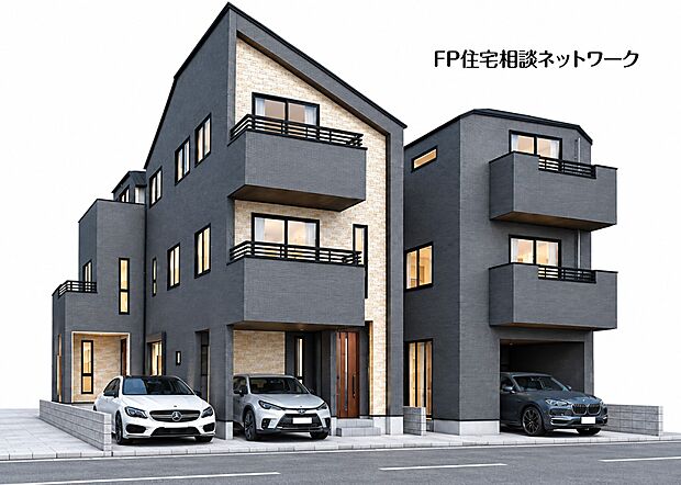 完成予想イメージ:高級感のあるデザイナーズ住宅!全棟4部屋完備した大型間取りでLDKも18帖以上の広々した空間、家族の憩いの空間に最適です。