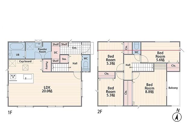 間取り　4LDK、土地面積141.04m2、建物面積108.47m2