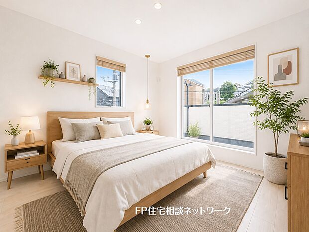 本画像の家具、ベッド等はCGイメージで販売価格にも含まれず付帯しません。ブラインド設置工事は有償です。