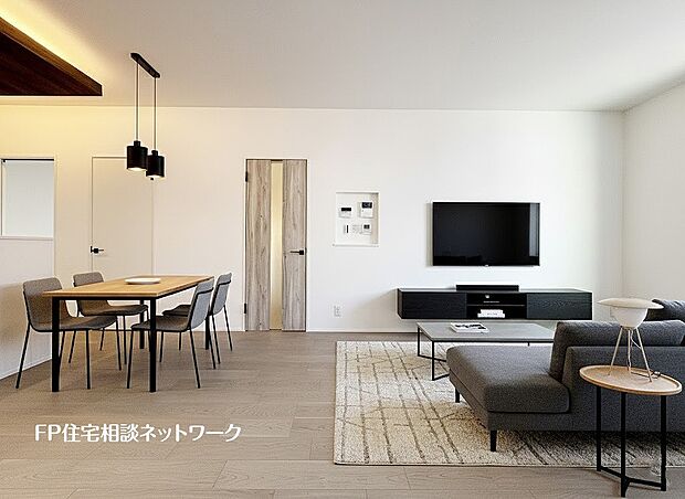 【リビング】本画像はAIがCGで家具作成しており、実際の現地に家具は設置されておりません。また、販売価格に家具等は含まれておりません。