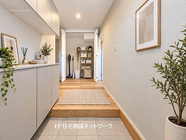 【玄関】本画像の家具、家電、植栽等はCGの配置イメージです。販売価格にこれらは含まれず、付帯しません。