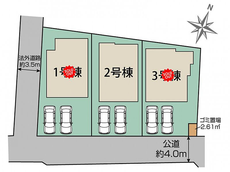 糸島市波多江駅北2丁目3棟 区画図