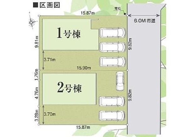 【区画図】カースペースは3台分ご用意しております