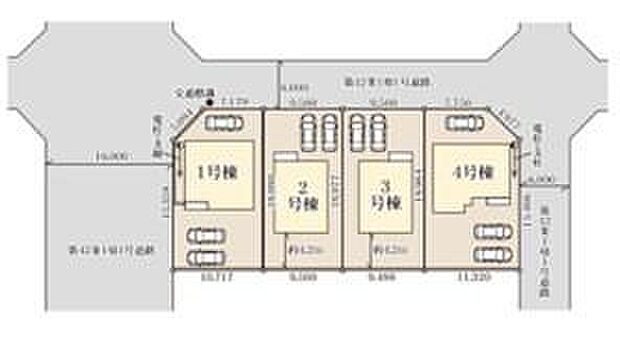 【全体区画図】カースペースは2～3台分ご用意しております。