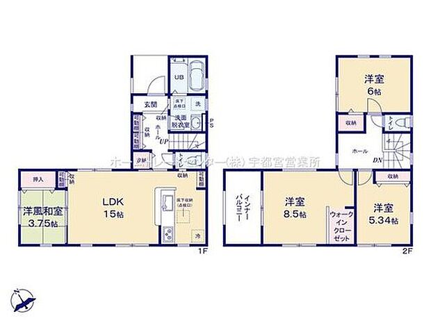 【4LDK】ご家族が集うLDKは広々15帖!
ウォークインクローゼット完備!