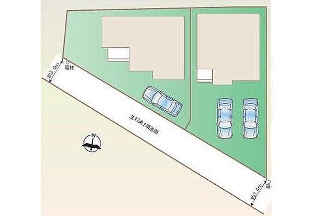 【全体区画図】カースペースは2台分ご用意しております
