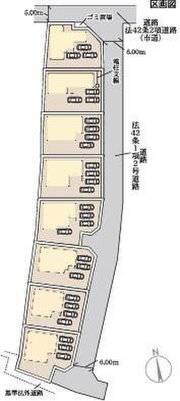 【全体区画図】カースペースは3~4台分ご用意しております♪