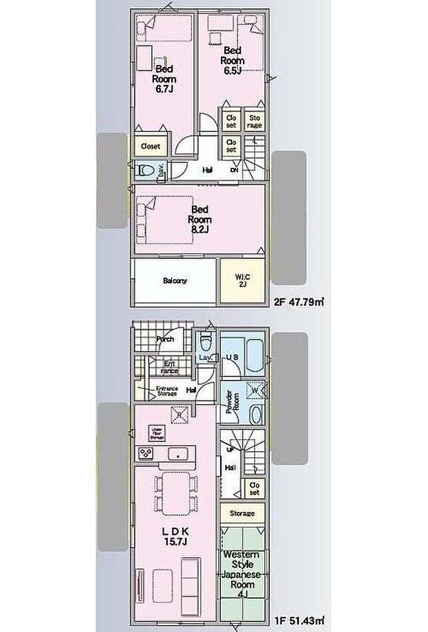 【4LDK】ご家族が集うLDKは広々15.7帖!
2帖のウォークインクローゼット完備♪
