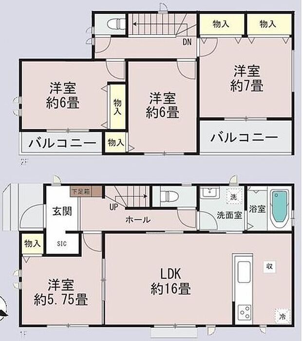 【4LDK】ご家族が集うLDKは広々16帖！
全居室南向きで陽当たり良好♪
