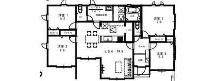ご家族が集まるリビングは19帖！
人気の平屋建て♪ 