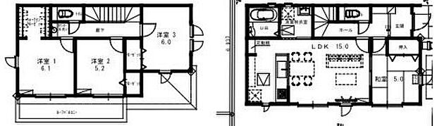 【4LDK】ご家族が集うLDKは広々15帖！
ウォークインクローゼット完備♪