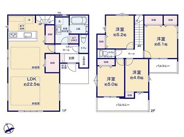 (1号棟)、価格4499万円、4LDK、土地面積113.19m2、建物面積104.55m2