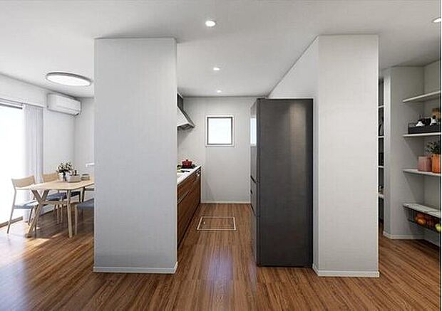 人気の対面式キッチンです!水回りがまとまった設計で家事動線がスムーズ♪※家具、家電、照明器具、小物、カーテン、その他のイメージはCG です。