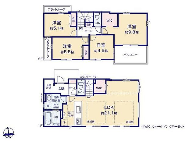 (1号棟)、価格4888万円、4LDK、土地面積102.18m2、建物面積104.41m2