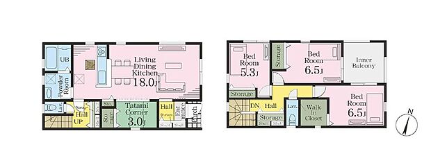 (1号棟)、価格3080万円、3LDK、土地面積136.25m2、建物面積107.64m2