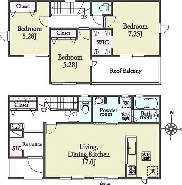 【3LDK】◆リビングが見渡せる対面キッチン
◆WICやSICのある収納豊富な間取り
◆帰宅後すぐに手洗い完了!来客時にも便利な玄関に手洗いスペース付き
