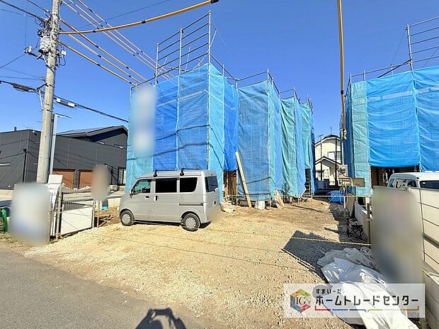 【現地外観写真】完成してからは見ることのできない、施工方法や構造をしっかりとご確認いただけるのが、建築中の住宅の大きなメリットです。専門知識を持ったスタッフがご説明させていただきます。お気軽にお問い合わせください。