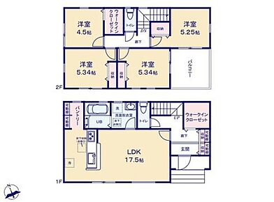 ◆ゆとりの４ＬＤＫ
◆全室収納付き♪玄関ホールにＷＩＣなど収納豊富な間取り
◆リビングが見渡せる対面キッチン◆キッチンにはパントリー付き
◆24時間換気システムなど設備も充実 