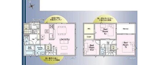 【3LDK】◆リビングが見渡せる対面キッチン
◆家事動線がスムーズ♪まとまった水回り設計
◆お部屋すっきり全室収納付き♪ＷＩＣもあります