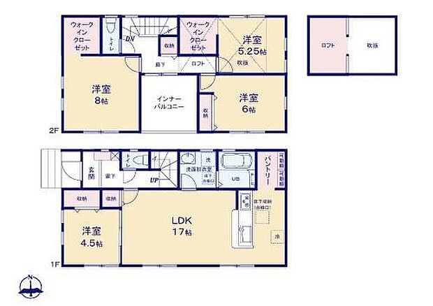 【4LDK】◆明るい17帖のLDK♪リビングが見渡せる対面キッチン
◆インナーバルコニーは屋根もあるので突然の雨でも慌てずに済みます♪
◆キッチンにパントリー、2部屋にWIC、大容量のロフトなど充実の収納スペース♪
