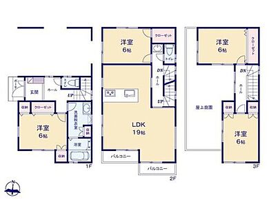 ◆明るい２階リビングの３階建て♪リビングが見渡せる対面キッチン
◆お部屋すっきり全居室収納付き
◆火を使わず安心♪オール電化住宅♪エコキュートやIHクッキングヒーター、床暖房が標準装備 