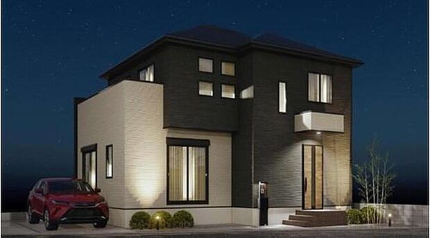 【完成予想図(外観)】　モデルルームのご案内も承ります。間取りや実際の設備もご確認いただけます♪

☆グラファーレ　草加市谷塚仲町3期♪
　◯安心の長期優良住宅認定物件
　◯日当たり良好！間口広く車庫入れも楽々♪