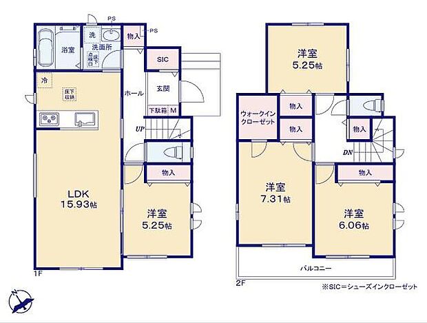 【4LDK】◆リビングが見渡せる対面キッチン
◆家事動線がスムーズ♪まとまった水回り
◆ＷＩＣ・ＳＩＣのある収納豊富な間取り