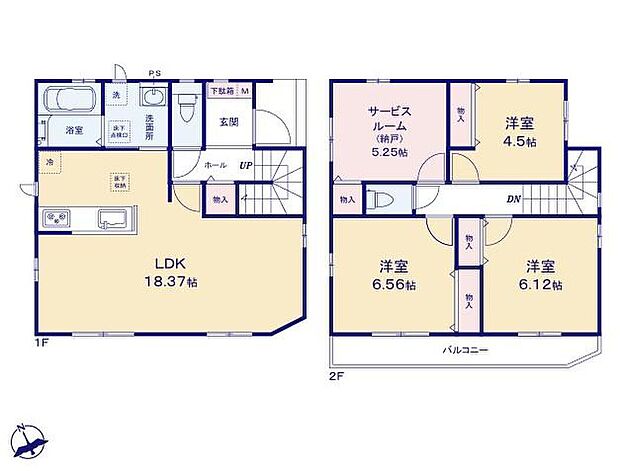 【3LDK+S】◆広々19帖のＬＤＫ♪リビングが見渡せる対面キッチン
◆動きやすいまとまった水回り設計
◆お部屋すっきり全室収納付き
◆収納スペースや趣味の空間など自由に使える納戸
◆冷暖房効率UP！複層ガラス採用