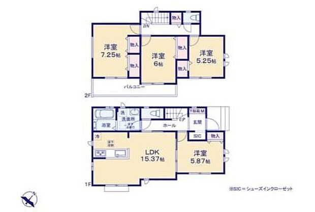 【4LDK】◆リビングが見渡せる対面キッチン♪
◆日当たり良好！南東向きのバルコニー
◆お部屋すっきり全室収納付き♪玄関にＳＩＣもあります