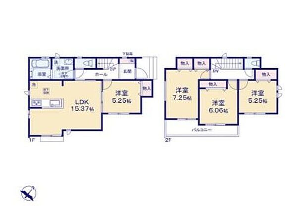 【4LDK】◆リビングが見渡せる対面キッチン♪
◆リビング隣接5.2帖の洋室は玄関側からも出入りできて使い勝手良好♪
◆明るい日差しが差し込む全室南東向き♪