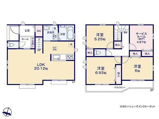 【3LDK+S】◆リビング広々20帖超えのＬＤＫ♪
◆玄関がすっきり片付くＳＩＣつき
◆全室収納付きでお部屋を広くお使いいただけます