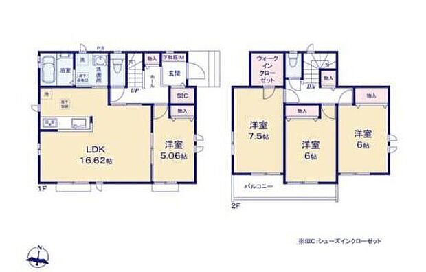 【4LDK】◆リビングが見渡せる対面キッチン
◆家事動線がスムーズ♪まとまった水回り設計
◆玄関にSIC、主寝室にWICなど収納豊富な間取り