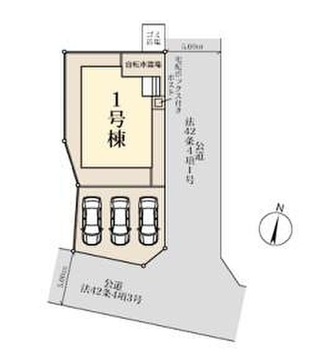 【全体区画図】◆南桜井駅まで徒歩15分
◆敷地広々47坪以上!カースペース並列3台!
◆南東5m道路の角地◆陽当たり良好◆閑静な住宅街